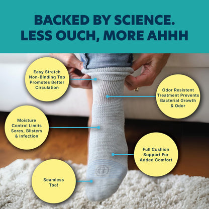 Doctor's Choice Diabetikersocken für Herren, Nahtlose Knöchelsocken mit nicht einschnürendem Bund, Extra Komfort bei Gicht, 4 Paar, Schwarz, Large, Größe 10-13