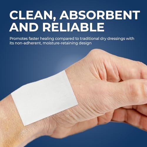 MED PRIDE Sterile Non Stick Wundauflagen 3x4 Zoll (100er Pack) – Hochabsorbierend, Schmerzfreier Verbandwechsel