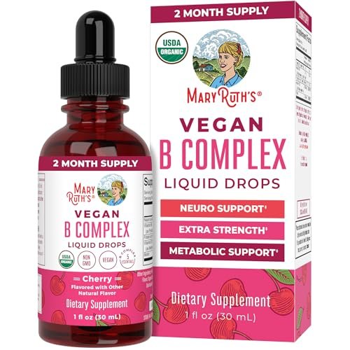 MaryRuth Organics Vitamin B Komplex | B-Vitamine Komplex | Biotin | Vitamin B12 | Niacin | Folat | Stoffwechselunterstützung | Vegan | USDA Organic | Non-GMO | Glutenfrei | 2-Monatsvorrat