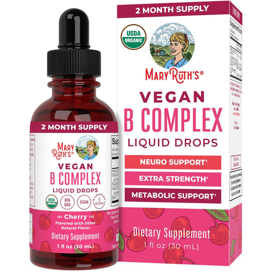 MaryRuth Organics Vitamin B Komplex | B-Vitamine Komplex | Biotin | Vitamin B12 | Niacin | Folat | Stoffwechselunterstützung | Vegan | USDA Organic | Non-GMO | Glutenfrei | 2-Monatsvorrat