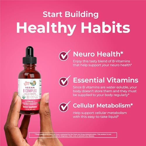 MaryRuth Organics Vitamin B Komplex | B-Vitamine Komplex | Biotin | Vitamin B12 | Niacin | Folat | Stoffwechselunterstützung | Vegan | USDA Organic | Non-GMO | Glutenfrei | 2-Monatsvorrat