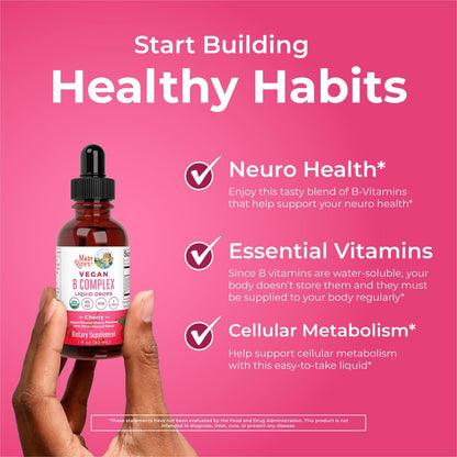 MaryRuth Organics Vitamin B Komplex | B-Vitamine Komplex | Biotin | Vitamin B12 | Niacin | Folat | Stoffwechselunterstützung | Vegan | USDA Organic | Non-GMO | Glutenfrei | 2-Monatsvorrat