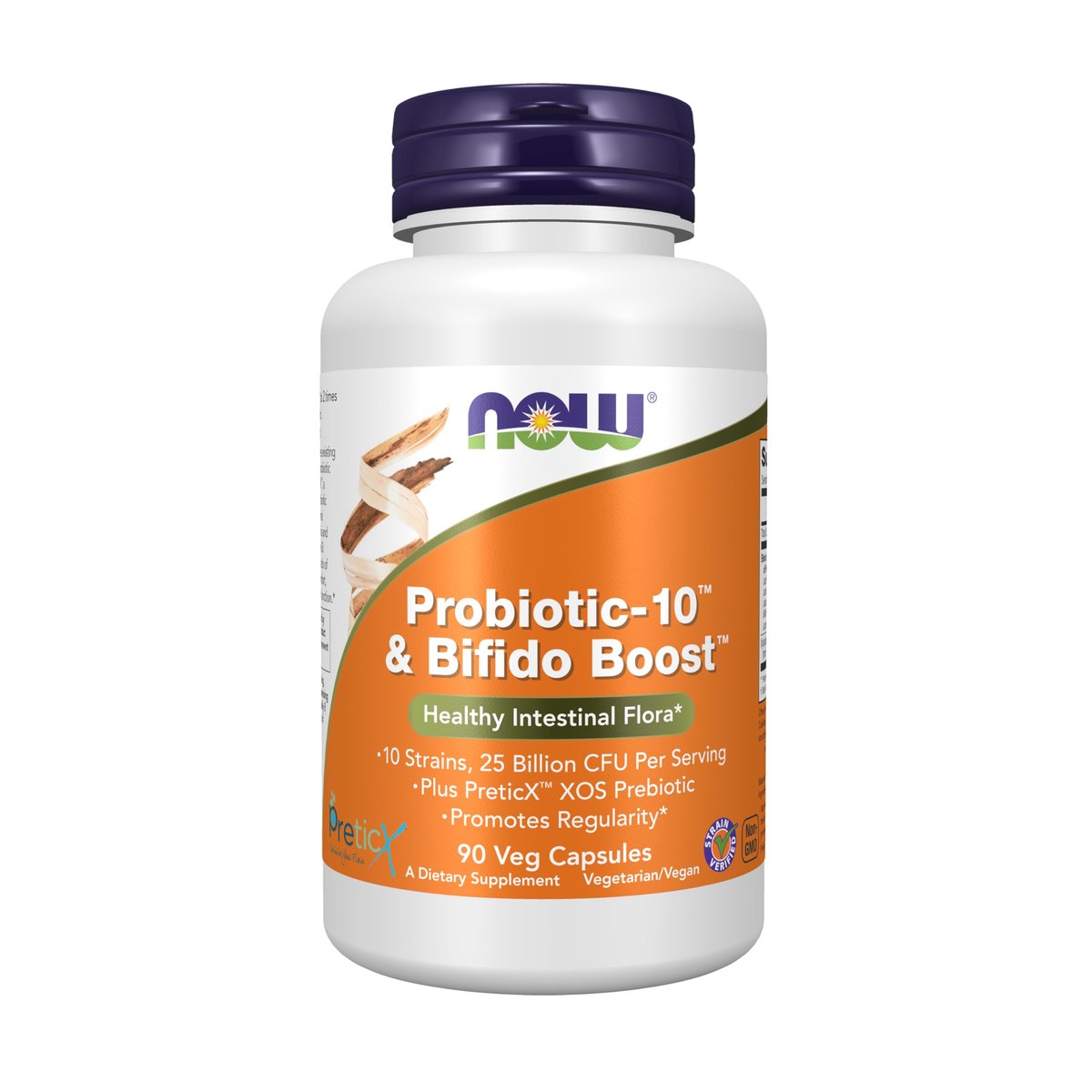 NOW Foods Probiotikum-10™ & Bifido Boost™ – 25 Milliarden KBE, 10 Stämme, plus PreticX™ XOS Präbiotikum, 90 Veg. Kapseln