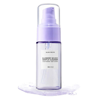 Glow Recipe Blueberry Bounce Gesichtswaschschaum – Koreanischer Exfolierender Reiniger, Reisegröße, Doppelte Reinigung, Make-up Entferner + Klärende Maske, Sanftes AHA + Hyaluronsäure, Empfindliche Haut, Vegan (30 ml)