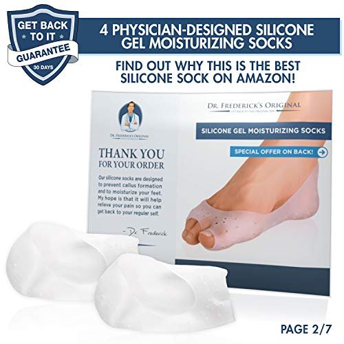 Dr. Frederick's Original Feuchtigkeitsspendende Gel Socken – 2 Paar – Silikon-Gefühl Socken für trockene, rissige Füße für Damen & Herren – Fußfeuchtigkeits-Socken zur Behandlung von rissigen Fersen – Tages- & Nacht-Spa-Socken