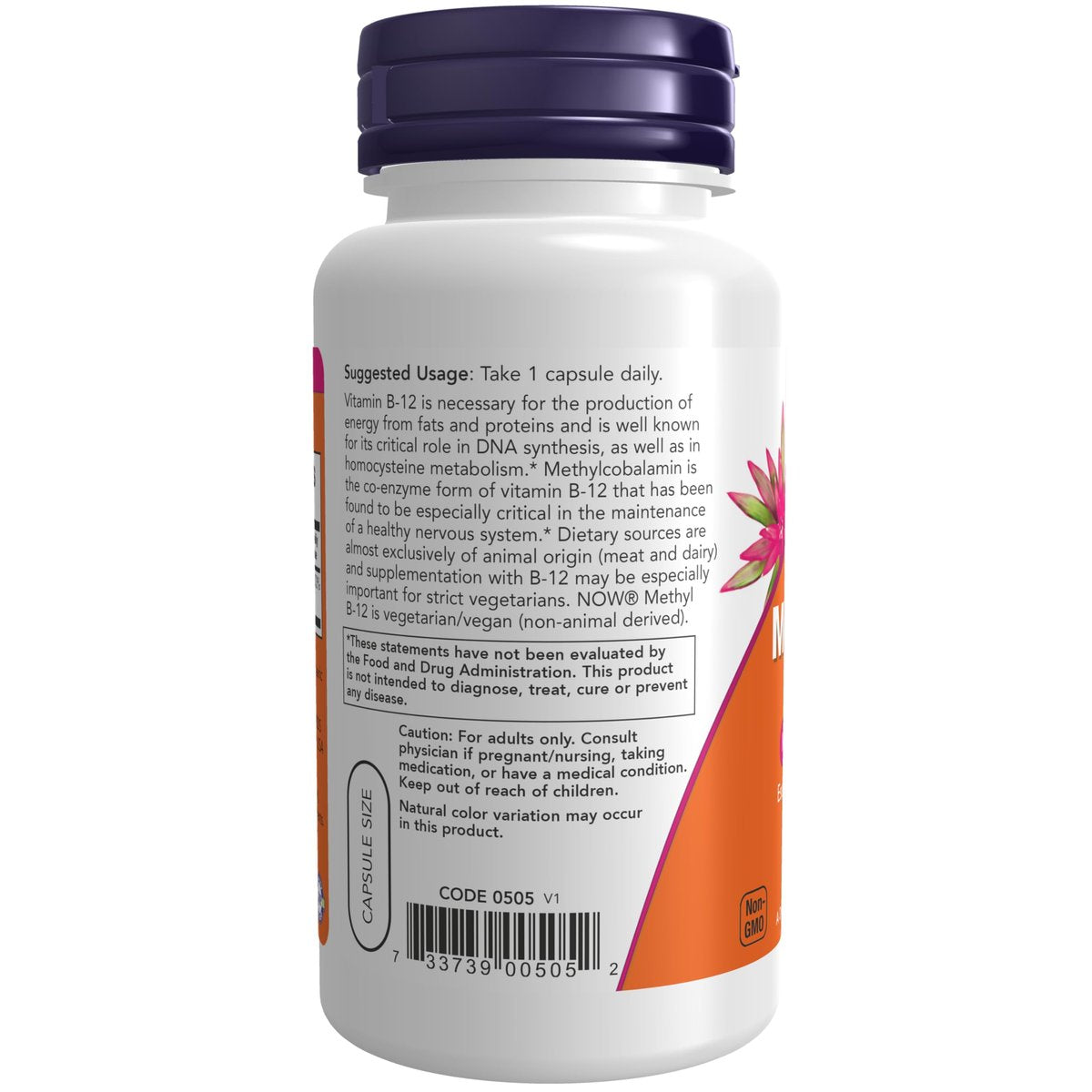NOW Foods Methyl B-12 5000 mcg – 90 vegane Kapseln, hochdosiertes Vitamin B12 als Methylcobalamin
