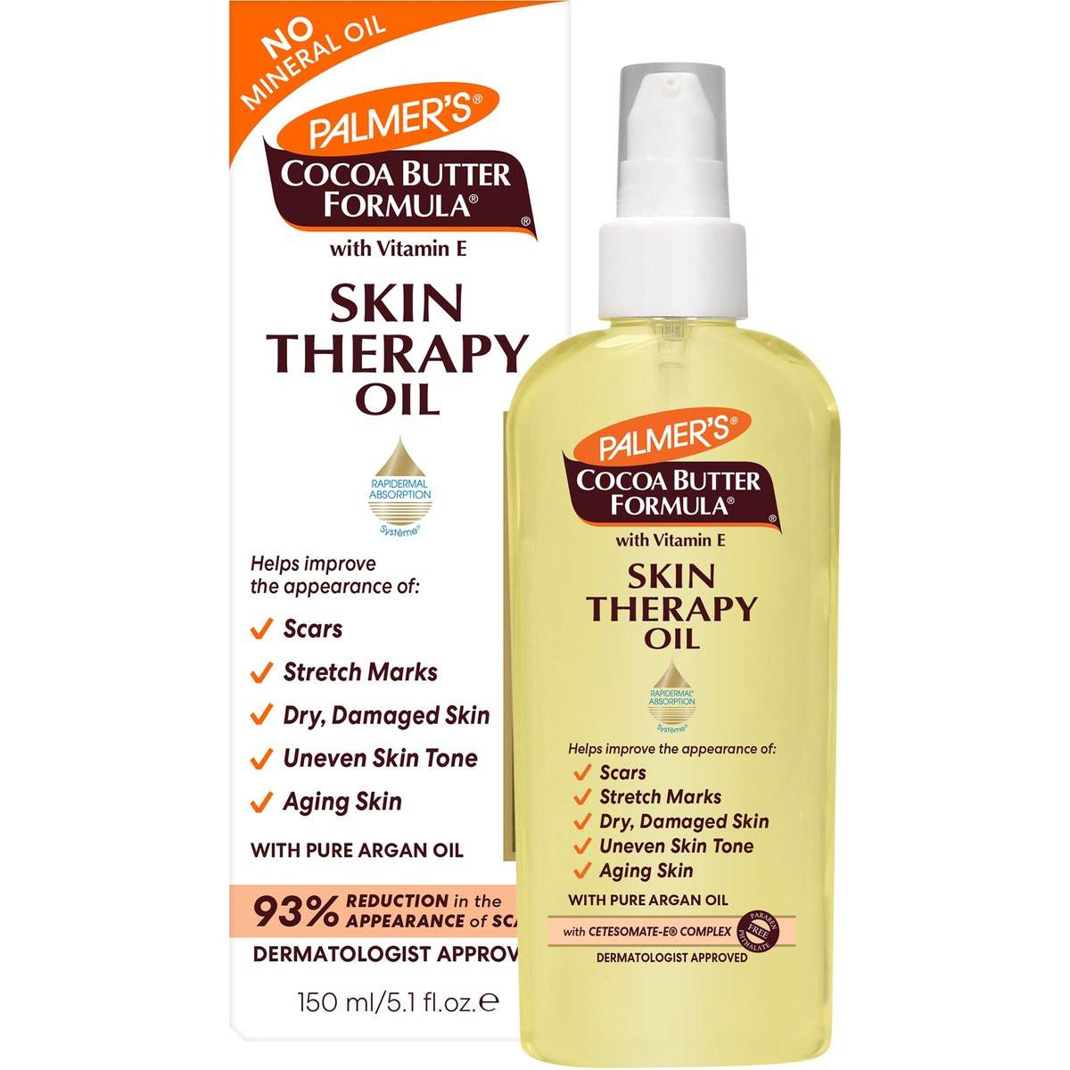 Palmer's Cocoa Butter Formula Skin Therapy Feuchtigkeitsspendendes Körperöl mit Vitamin E & reinem Arganöl – Tiefenwirksame Pflege für trockene, geschädigte Haut, Narben oder Dehnungsstreifen, 5,1 Fl Oz (3er-Pack)