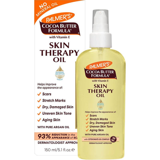 Palmer's Cocoa Butter Formula Skin Therapy Feuchtigkeitsspendendes Körperöl mit Vitamin E & reinem Arganöl – Tiefenwirksame Pflege für trockene, geschädigte Haut, Narben oder Dehnungsstreifen, 5,1 Fl Oz (3er-Pack)