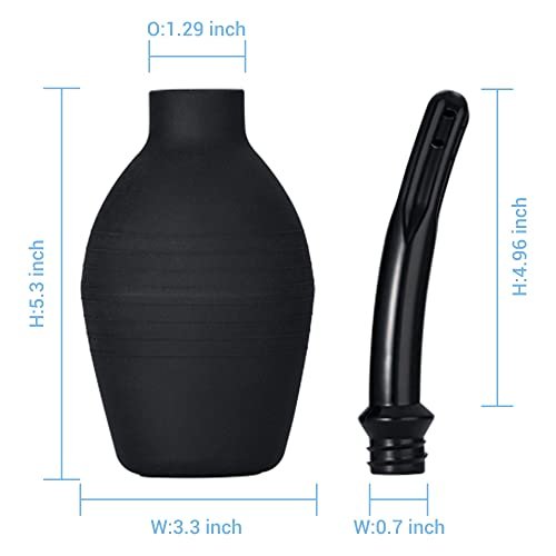 TopQuaFocus 10oz Einlaufbirne - Darmreinigung & Vaginalreiniger für Männer und Frauen, Schwarz