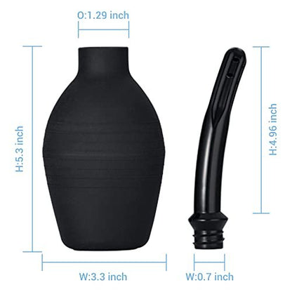 TopQuaFocus 10oz Einlaufbirne - Darmreinigung & Vaginalreiniger für Männer und Frauen, Schwarz
