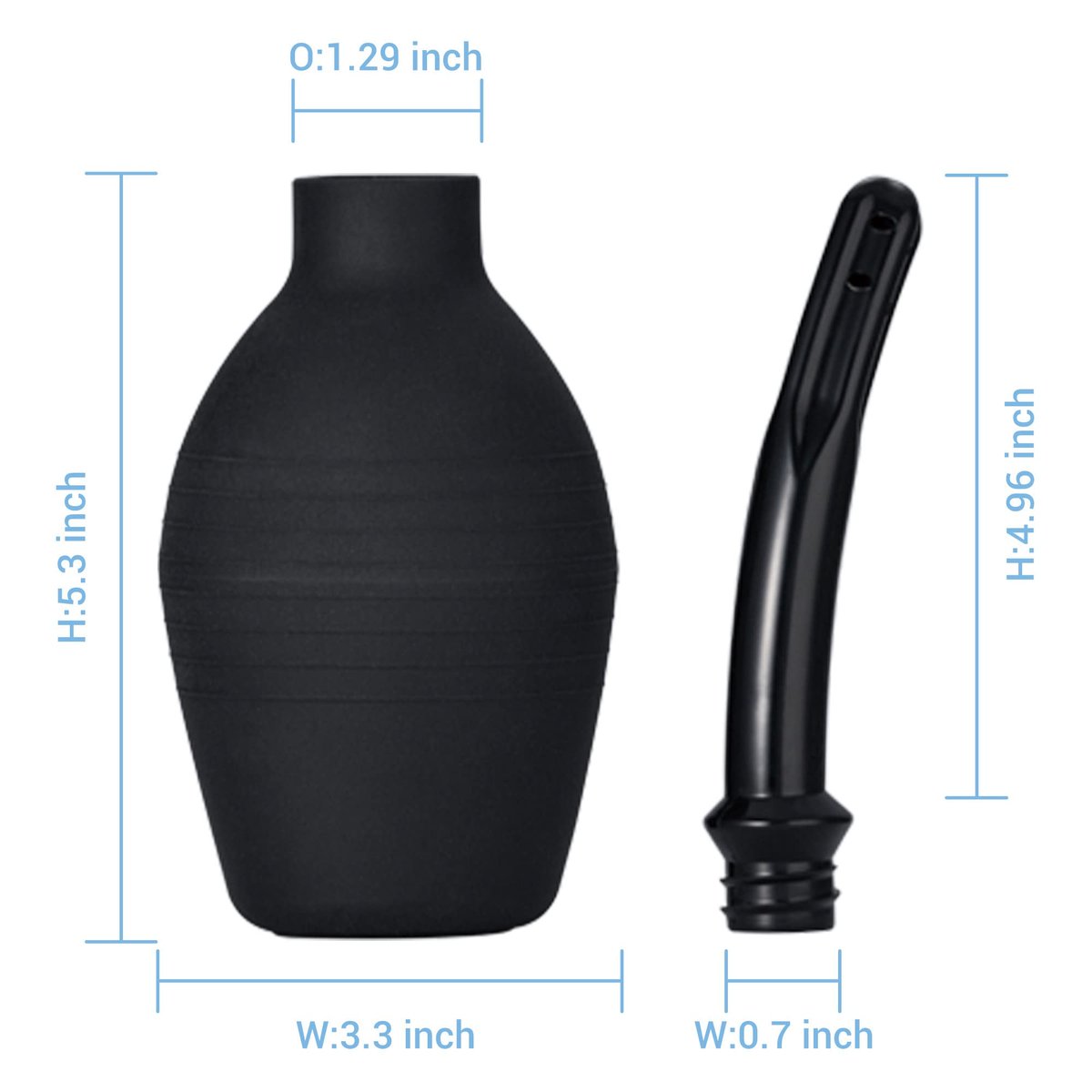 TopQuaFocus 10oz Einlaufbirne - Darmreinigung & Vaginalreiniger für Männer und Frauen, Schwarz
