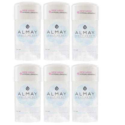 Almay Sensitive Skin Klarer Gel-Deodorant ohne Duftstoffe - 2,25 oz (6er-Pack)