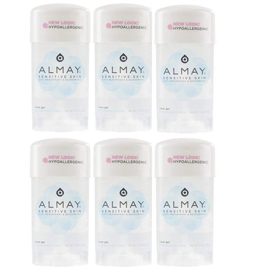 Almay Sensitive Skin Klarer Gel-Deodorant ohne Duftstoffe - 2,25 oz (6er-Pack)
