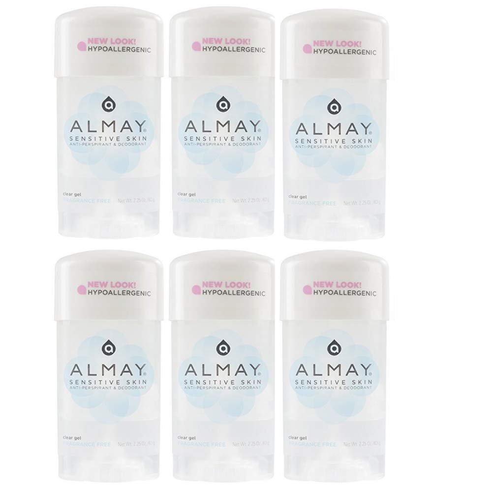 Almay Sensitive Skin Klarer Gel-Deodorant ohne Duftstoffe - 2,25 oz (6er-Pack)