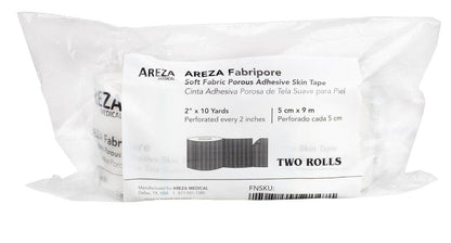 Areza Medical Chirurgisches Klebeband – Atmungsaktives, hautfreundliches Stoffklebeband – Fabripore – 2" x 9 m (5 cm x 9 m) – 2 Rollen pro Packung