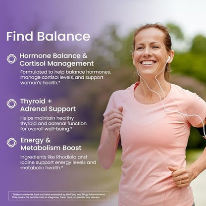 WellPath Soothe Hormonbalance für Frauen - Schilddrüsenunterstützung - Ashwagandha, Rhodiola, Jod, Selen & L-Tyrosin - Stimmungs- & Nebennierenunterstützung - Non-GMO, glutenfrei, 60 Kapseln