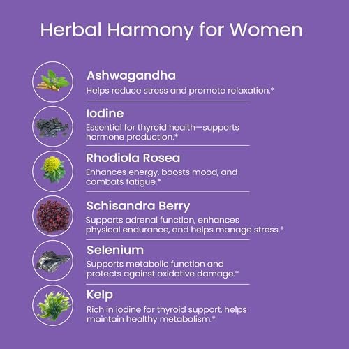 WellPath Soothe Hormonbalance für Frauen - Schilddrüsenunterstützung - Ashwagandha, Rhodiola, Jod, Selen & L-Tyrosin - Stimmungs- & Nebennierenunterstützung - Non-GMO, glutenfrei, 60 Kapseln