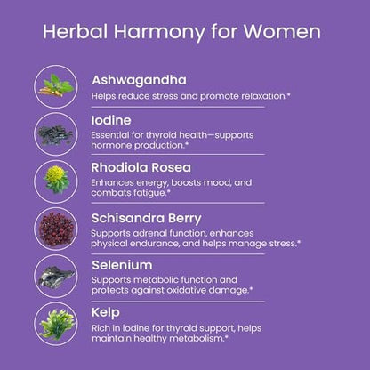 WellPath Soothe Hormonbalance für Frauen - Schilddrüsenunterstützung - Ashwagandha, Rhodiola, Jod, Selen & L-Tyrosin - Stimmungs- & Nebennierenunterstützung - Non-GMO, glutenfrei, 60 Kapseln