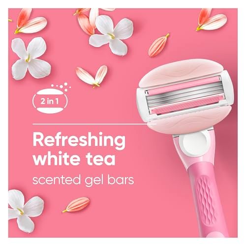 Gillette Venus ComfortGlide White Tea Damenrasierer – 1 Griff + 4 Klingenköpfe