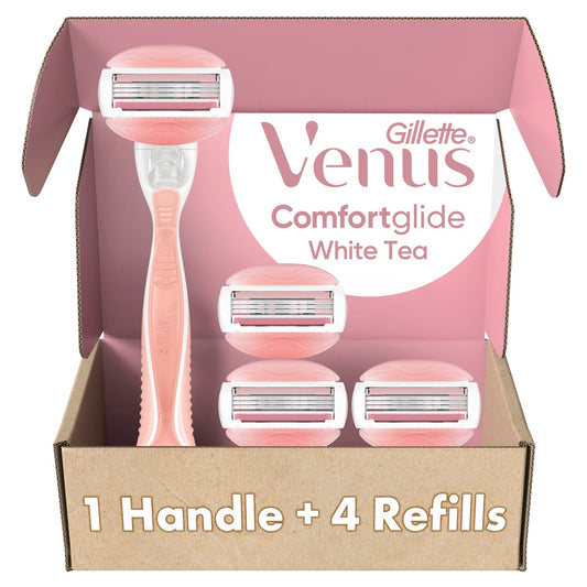 Gillette Venus ComfortGlide White Tea Damenrasierer – 1 Griff + 4 Klingenköpfe