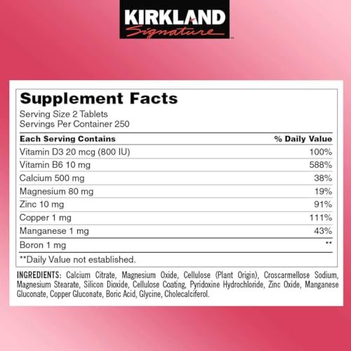 Kirkland Signature Calcium Citrat Magnesium und Zink – 500 Tabletten