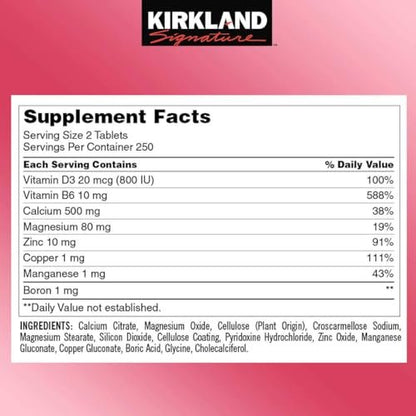 Kirkland Signature Calcium Citrat Magnesium und Zink – 500 Tabletten