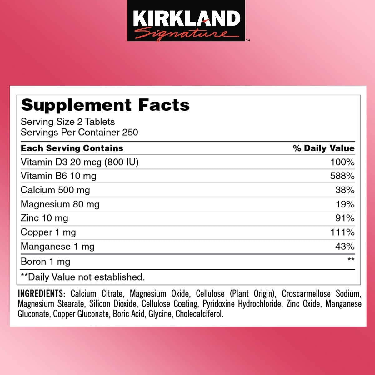 Kirkland Signature Calcium Citrat Magnesium und Zink – 500 Tabletten
