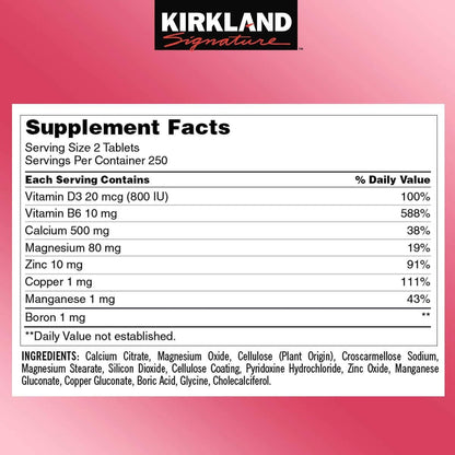 Kirkland Signature Calcium Citrat Magnesium und Zink – 500 Tabletten