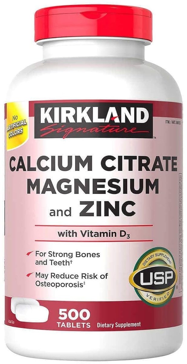 Kirkland Signature Calcium Citrat Magnesium und Zink – 500 Tabletten
