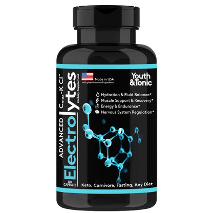 Komplettes Elektrolyt-Supplement Kapseln Hohe Absorption | Cmax Kaliumchlorid Magnesium Natrium Calcium Zink | Steigert Ausdauer Muskelregeneration Mentale Klarheit | Salz-Elektrolyt-Tabletten | Keto-freundlich