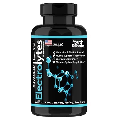Komplettes Elektrolyt-Supplement Kapseln Hohe Absorption | Cmax Kaliumchlorid Magnesium Natrium Calcium Zink | Steigert Ausdauer Muskelregeneration Mentale Klarheit | Salz-Elektrolyt-Tabletten | Keto-freundlich