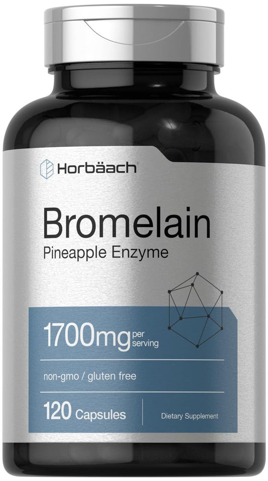 Horbäach Bromelain 1700 mg | 120 Kapseln | Unterstützt die Verdauungsgesundheit | Ananasenzympräparat | Nicht-GVO, glutenfrei