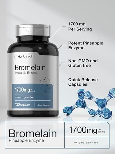 Horbäach Bromelain 1700 mg | 120 Kapseln | Unterstützt die Verdauungsgesundheit | Ananasenzympräparat | Nicht-GVO, glutenfrei