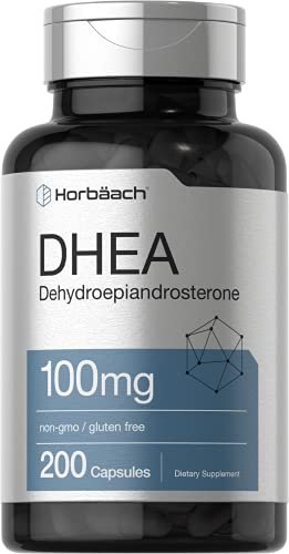 Horbäach DHEA 100mg | 200 Kapseln | Nahrungsergänzungsmittel für Männer und Frauen | Non-GVO, Glutenfrei
