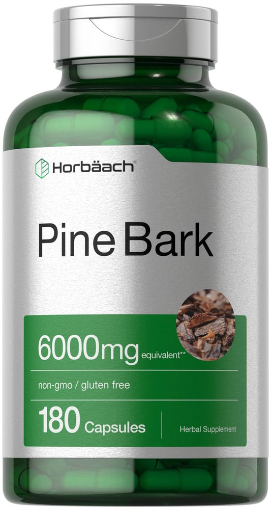 Horbäach Kiefernrindenextrakt | 180 Kapseln | Standardisiert auf 75 % Proanthocyanidine | Nicht-GVO, glutenfrei | Hochdosiert