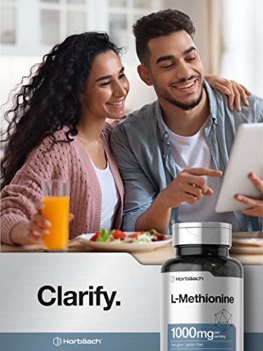 Horbäach L-Methionin 1000mg – 100 Kapseln | Nicht-GVO, Glutenfrei | Freiform-Aminosäure