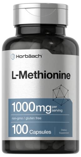 Horbäach L-Methionin 1000mg – 100 Kapseln | Nicht-GVO, Glutenfrei | Freiform-Aminosäure