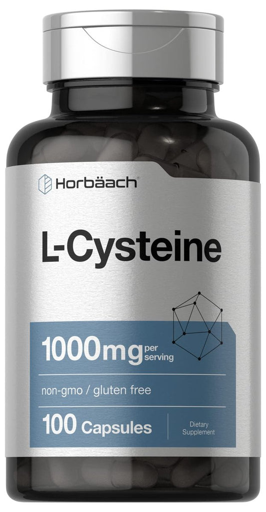 Horbäach L-Cystein 1000mg | 100 Kapseln | Non-GMO, Glutenfrei