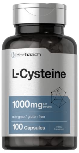 Horbäach L-Cystein 1000mg | 100 Kapseln | Non-GMO, Glutenfrei