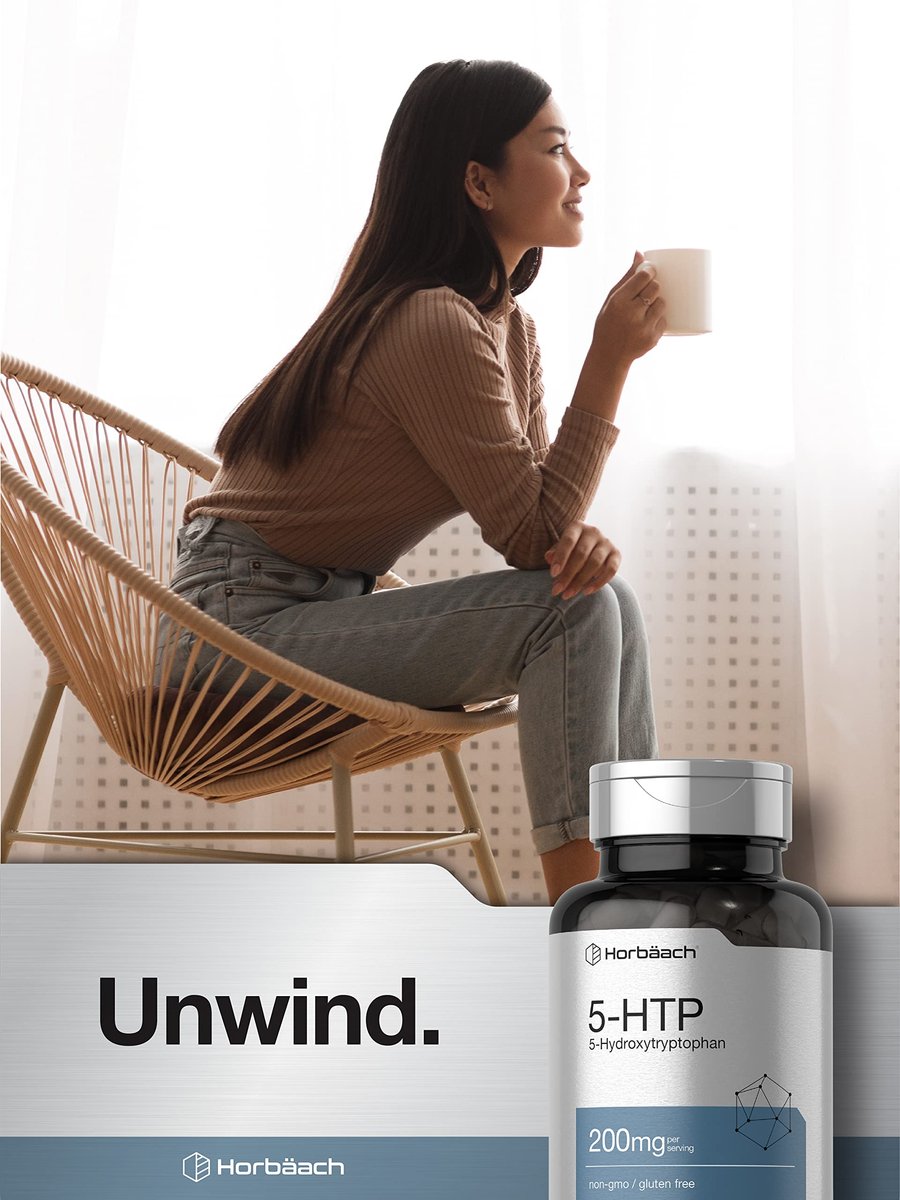 Horbäach 5-HTP 200 mg Nahrungsergänzungsmittel – 180 Kapseln, extra stark, aus Griffonia simplicifolia, non-GMO, glutenfrei
