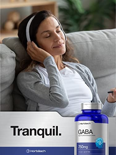 Horbäach GABA 750mg | 180 Kapseln | Gamma-Aminobuttersäure | Non-GMO, Glutenfrei