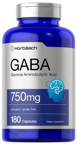 Horbäach GABA 750mg | 180 Kapseln | Gamma-Aminobuttersäure | Non-GMO, Glutenfrei
