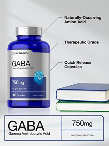 Horbäach GABA 750mg | 180 Kapseln | Gamma-Aminobuttersäure | Non-GMO, Glutenfrei