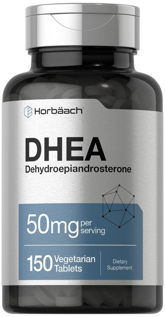 Horbäach DHEA 50 mg – 150 Tabletten | Nicht-GVO, Glutenfrei, Nahrungsergänzungsmittel