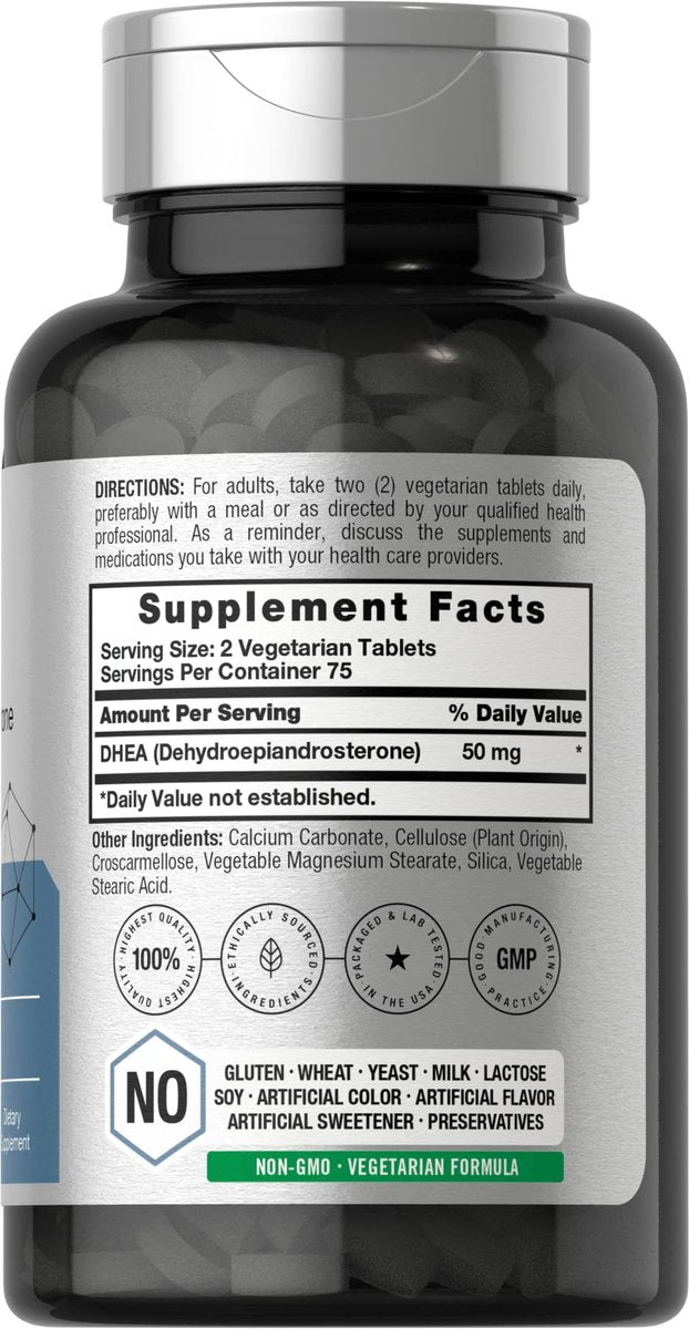 Horbäach DHEA 50 mg – 150 Tabletten | Nicht-GVO, Glutenfrei, Nahrungsergänzungsmittel