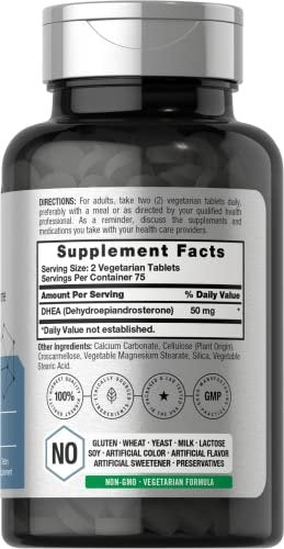 Horbäach DHEA 50 mg – 150 Tabletten | Nicht-GVO, Glutenfrei, Nahrungsergänzungsmittel