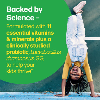 Culturelle Kids Complete Kautabletten Multivitamin + Probiotikum für Kinder, ab 3 Jahren, 50 Stück, Unterstützung für Verdauung, Mundgesundheit und Immunsystem – mit 11 Vitaminen & Mineralstoffen, inkl. Vitamin C, D3 & Zink