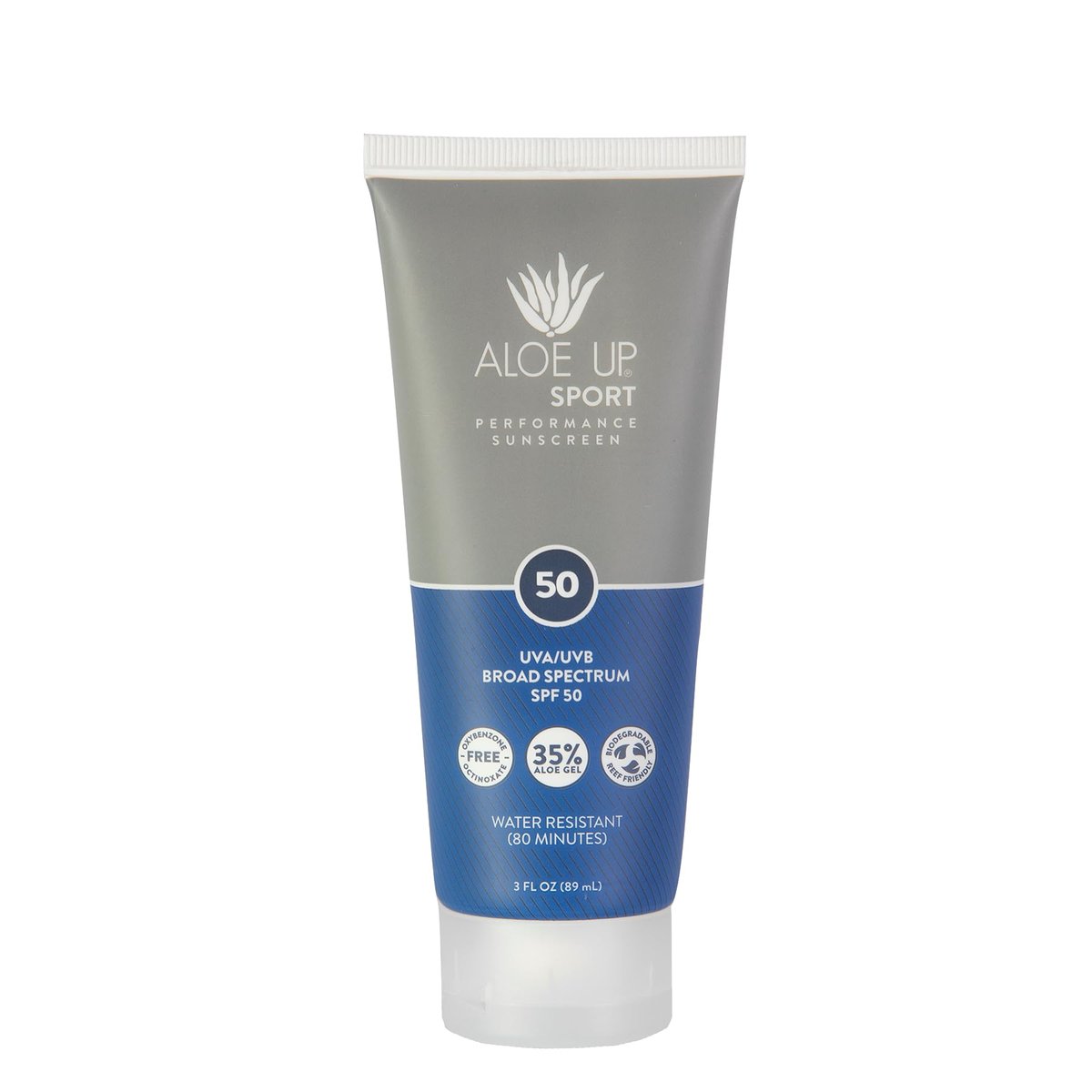 Aloe Up Sport Sonnenlotion SPF 50 – Breitband-Sonnenschutz mit Aloe Vera – Nicht fettend, kein weißer Film – Riffreundlich – Wasserbeständig 80 Minuten – Duftfrei – 89 ml