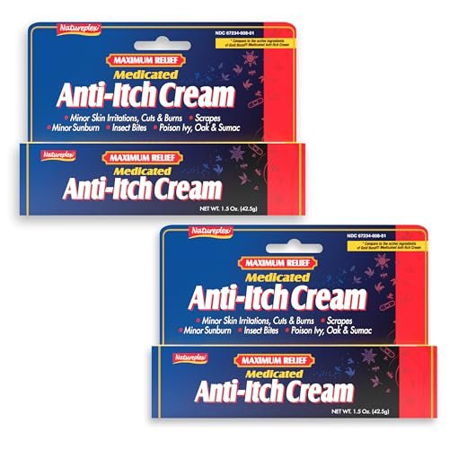 Natureplex Maximum Relief Medizinische Anti-Juckreiz Creme 1,5 Unzen (2er Pack) – Schnelle Linderung bei Hautausschlägen, Insektenstichen, Sonnenbrand, Schnittwunden, Verbrennungen, Giftefeu & mehr – Kühlendes Menthol & Pramoxin – Hergestellt in den USA