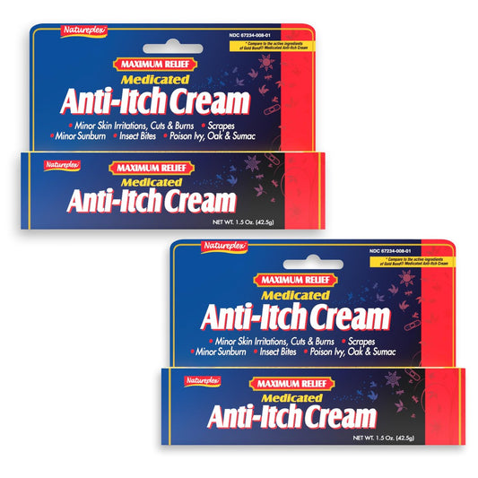 Natureplex Maximum Relief Medizinische Anti-Juckreiz Creme 1,5 Unzen (2er Pack) – Schnelle Linderung bei Hautausschlägen, Insektenstichen, Sonnenbrand, Schnittwunden, Verbrennungen, Giftefeu & mehr – Kühlendes Menthol & Pramoxin – Hergestellt in den USA